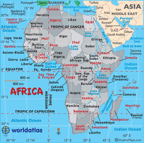 Africa Facts, Capital Cities, Currency, Flag, Language, Landforms, Land
