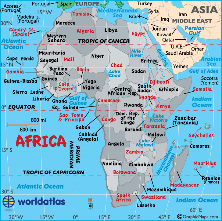 Mauritius in lower left corner