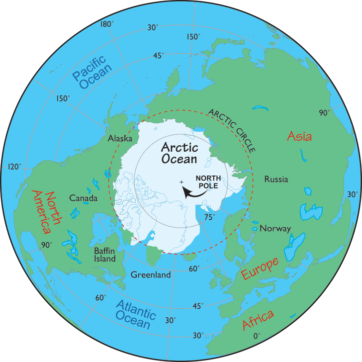 World Map With Arctic Circle Arctic Map / Map of the Arctic   Facts About the Arctic and the 