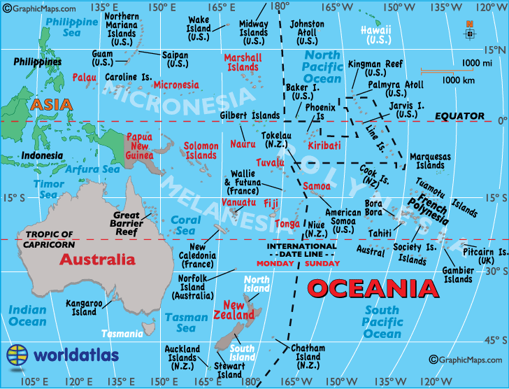 oceania map of the world Australia Map Oceania Map Map Of Australia Map Of Oceania Worldatlas Com oceania map of the world