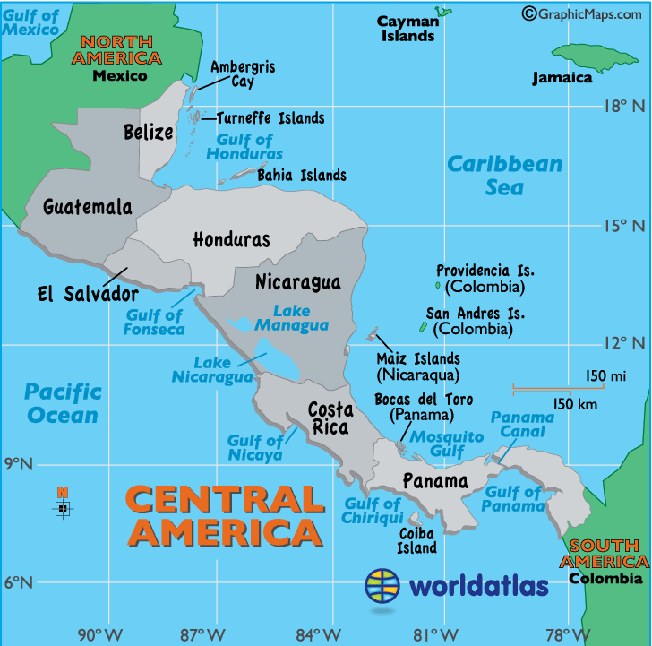 Central Map Of America Central America Map   Map of Central America Countries, Landforms 