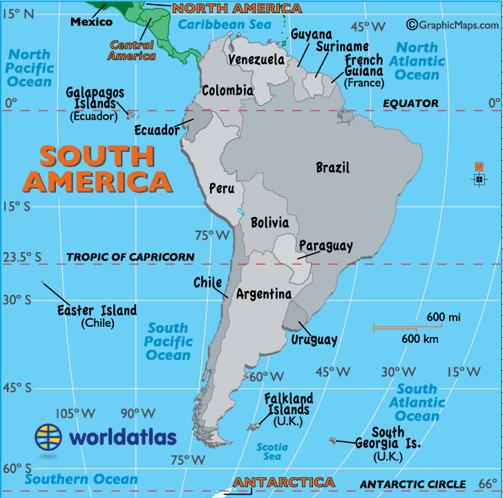 Map Of South America And Capitals