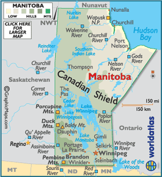 map of winnipeg canada Geography Of Manitoba World Atlas map of winnipeg canada