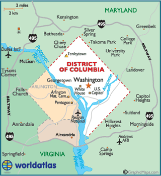 where is district of columbia on us map Washington Dc Map Geography Of Washington Dc Map Of Washington where is district of columbia on us map