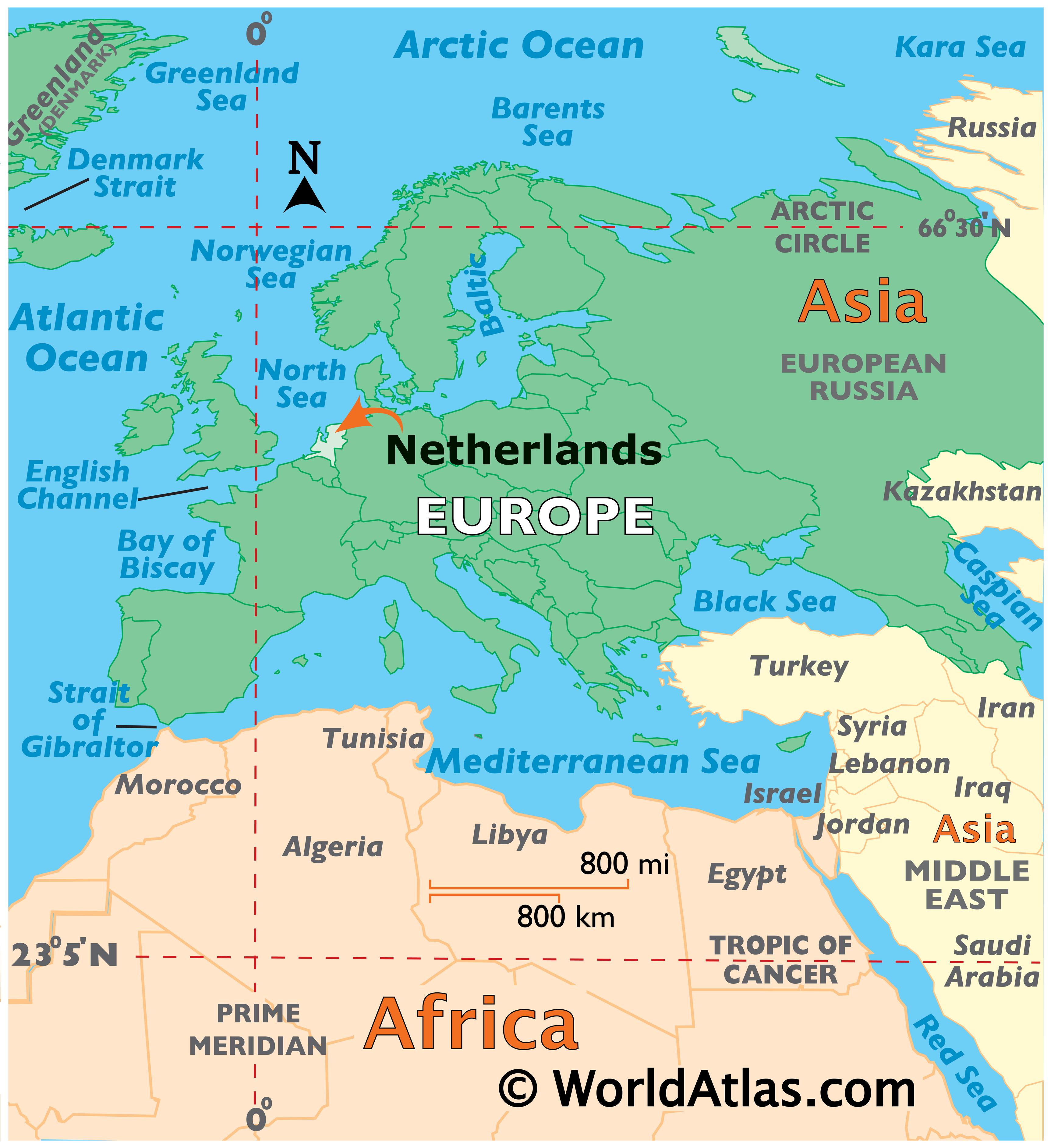 The Netherlands On The World Map Netherlands Map / Geography of Netherlands / Map of Netherlands 