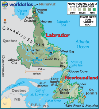 map of newfoundland and labrador Newfoundland Map Geography Of Newfoundland Map Of Newfoundland
