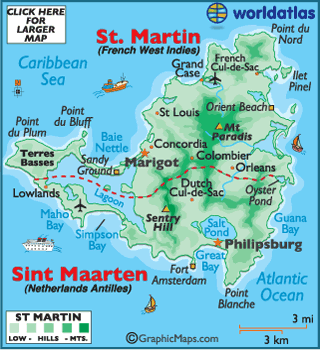 karta st martin Saint Martin Map / Geography of Saint Martin / Map of Saint Martin 