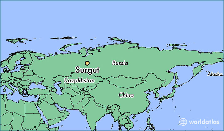 map showing the location of Surgut