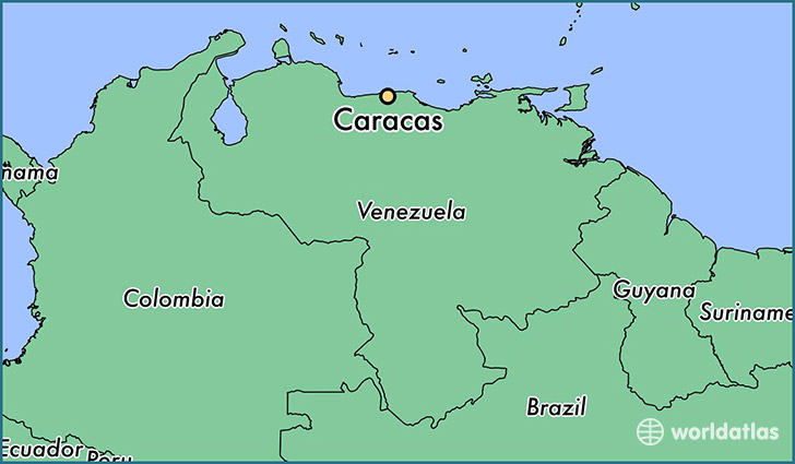 mapa que muestra la ubicación de Caracas