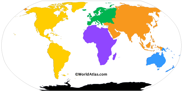 labeled map of the world continents