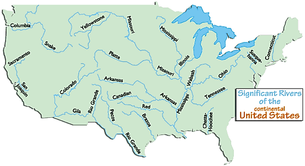 Major Us River Map 