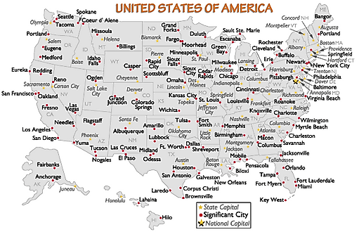 Us Major Cities Map 