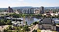 Aerial view of Supreme Court of Canada and Gatineau Skyline, Ottawa, Canada.