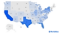 A heat map of the population of the 50 US states.