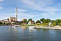 Michigan City harbor on a beautiful late summer morning. Michigan City, Indiana.