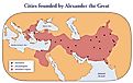 Map of cities founded by Alexander the Great.