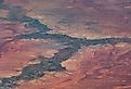 African aerial landscape view of border area between Dolo in Ethiopia and Doolow in Somalia, located in the place where the rivers Ganale and Dawa join to form the River Jubba.