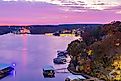 Sunrise high angle view of the beautiful Lake Ozark at Missouri.