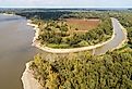 The Big Black River, a tributary of the Mississippi River, enters the Mississippi River near Grand Gulf, Mississippi.