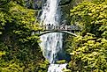 Multnomah Falls, the most visited natural recreation site in the Pacific Northwest, Columbia River Gorge National Scenic Area, Oregon.