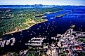 Aerial image of Ganges, Salt Spring Island, Gulf Islands, BC, Canada