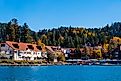 View of Lake Arrowhead, autumn season California, USA