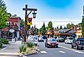 Looking down the main street in downtown, Sisters, Oregon in summer. Image credit Bob Pool via Shutterstock