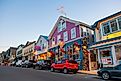 Geddy's Restaurant at sunset at 19 Main Street in historic town center of Bar Harbor, Maine, via Wangkun Jia / Shutterstock.com