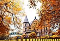 Mansion in Newport, Rhode Island in autumn.