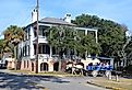 Horse and buggy tour in front of a beautiful antebellum house in Beaufort, South Carolina.