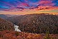 Autumn colors at East Rim Overlook Big South Fork National River and Recreation Area, Tennessee.