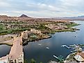 Aerial view of the beautiful Lake Las Vegas area at Nevada. 