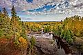 Fall scenery at Gooseberry Falls State Park in Minnesota.