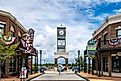 Plaza and clock tower in the town of Foley, Alabama. Editorial credit: BobNoah / Shutterstock.com