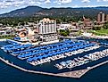 Aerial view of The Coeur d' Alene resort and Marina. Image credit: Nature's Charm via shutterstock