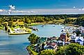 View of Chesapeake City from the Chesapeake City Bridge, Maryland.