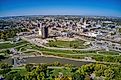 Aerial view of Fargo, North Dakota in early autumn. 