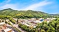 Aerial view of Cherokee, North Carolina. Cherokee is the capital of the federally recognized Eastern Band of Cherokee Nation