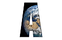 The Letter "A" decorated in the features of Planet Earth.