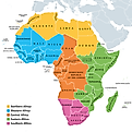 The five regions of Africa.