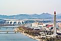 Pyongyang, North Korean capital skyline with Rungrado 1st of May Stadium. Image credit Herr Loeffler via Shutterstock