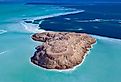 Aerial view of the Blue Salty Lake, Djibouti, Africa.