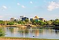 Downtown Midland, Texas on a Sunny Day as Seen Over the Pond at Wadley Barron Park