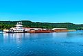 Tugboat pushing barges on Lake Guntersville.