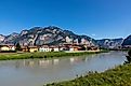 The picturesque view of the Adige River in Italy