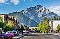 Scenic street view of the Banff Avenue in Alberta, Canada