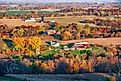 Aerial view of farmland during early autumn in northeastern Iowa.