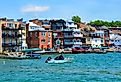 Shops and Restaurants on Skaneateles Lake, New York. Image credit PQK via Shutterstock