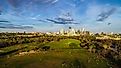 Aerial view of Zilker Park in Austin, Texas. 