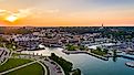 A serene sunset over the Port Washington, Wisconsin marina.